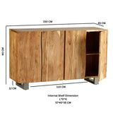 Solid Acacia Wood Storage Cabinet With 4 Doors - Baltic Live Edge