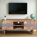 Solid Acacia Wood TV Stand With 2 Doors And 2 Shelves - Wilton