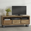 Solid Acacia Wood TV Stand With 3 Drawers - Baltic Live Edge
