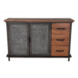 Solid Hardwood Sideboard With 2 Doors 3 Drawer And Metal Frame - Evoke
