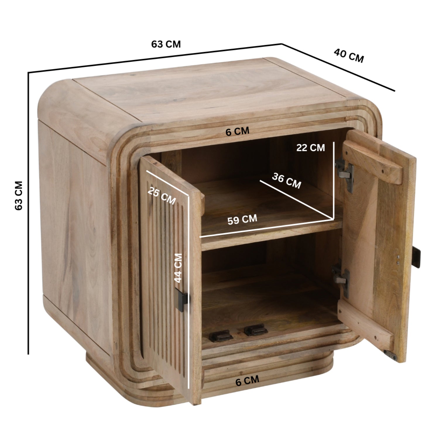 Solid Hardwood Storage Cabinet With 2 Doors - Hudson
