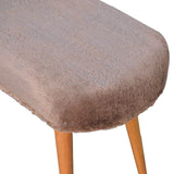 Solid Mango Wood Bedroom 1 Seater Bench With Faux Fur Seat - Mocha