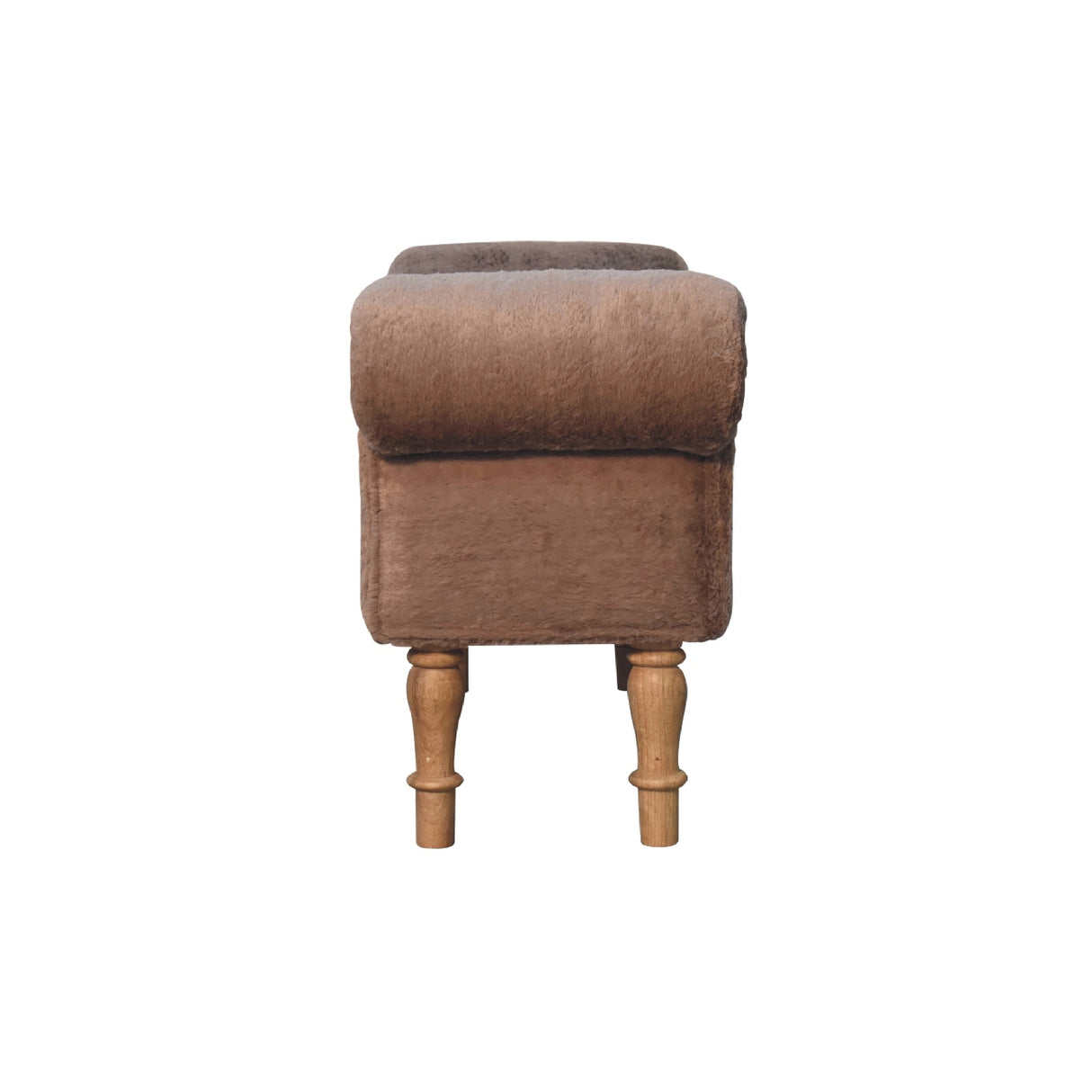 Solid Mango Wood Bedroom Seating Bench With Faux Fur Seat - Mocha