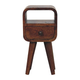 Solid Mango Wood Bedside Cabinet With 1 Drawer And Open Slot - Exeter