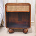Solid Mango Wood Bedside Cabinet With 1 Woven Front Drawer - Birmingham