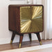 Solid Mango Wood Bedside Cabinet With 2 Brass Embossed Doors - Avora