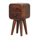 Solid Mango Wood Bedside Cabinet With 2 Drawers - Exeter