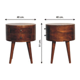 Solid Mango Wood Bedside Cabinet With 2 Drawers - Odyssey