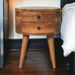 Solid Mango Wood Bedside Cabinet With 2 Drawers - Odyssey