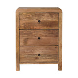 Solid Mango Wood Bedside Cabinet With 3 Drawers - Aspen