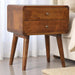 Solid Mango Wood Bedside Cabinet Curved With 2 Drawers - Gloucester