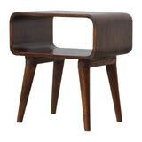 Solid Mango Wood Bedside Cabinet Curved And Open - Gloucester