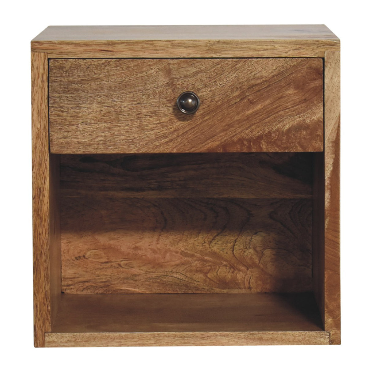 Solid Mango Wood Bedside Cabinet Mini Floating With 1 Drawer - Hereford