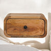 Solid Mango Wood Bedside Cabinet Mini Wall Mounted With 1 Drawer - Avora