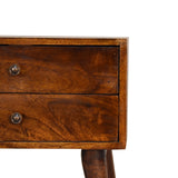 Solid Mango Wood Bedside Cabinet Modern With 2 Drawers - Birmingham