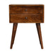 Solid Mango Wood Bedside Cabinet Modern With 2 Drawers - Birmingham