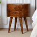 Solid Mango Wood Bedside Cabinet Rounded With 2 Drawers - Chester