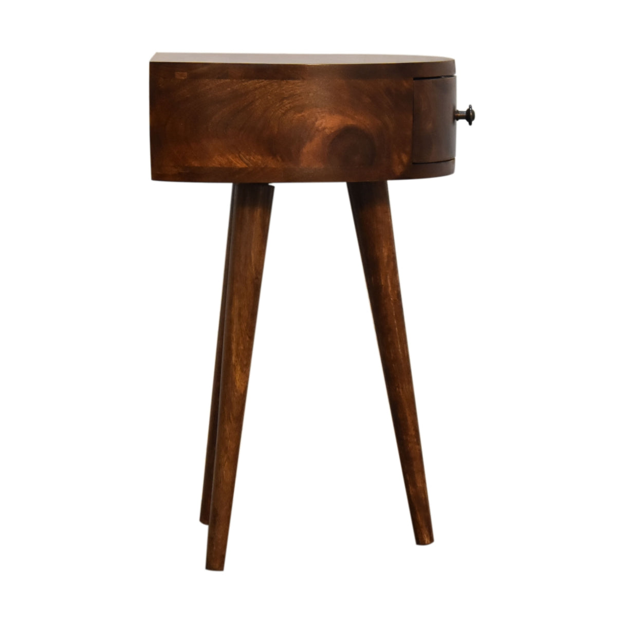 Solid Mango Wood Bedside Cabinet Semi Circle With 1 Drawer - Birmingham