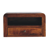 Solid Mango Wood Bedside Cabinet Wall Mounted With 1 Drawer - Birmingham