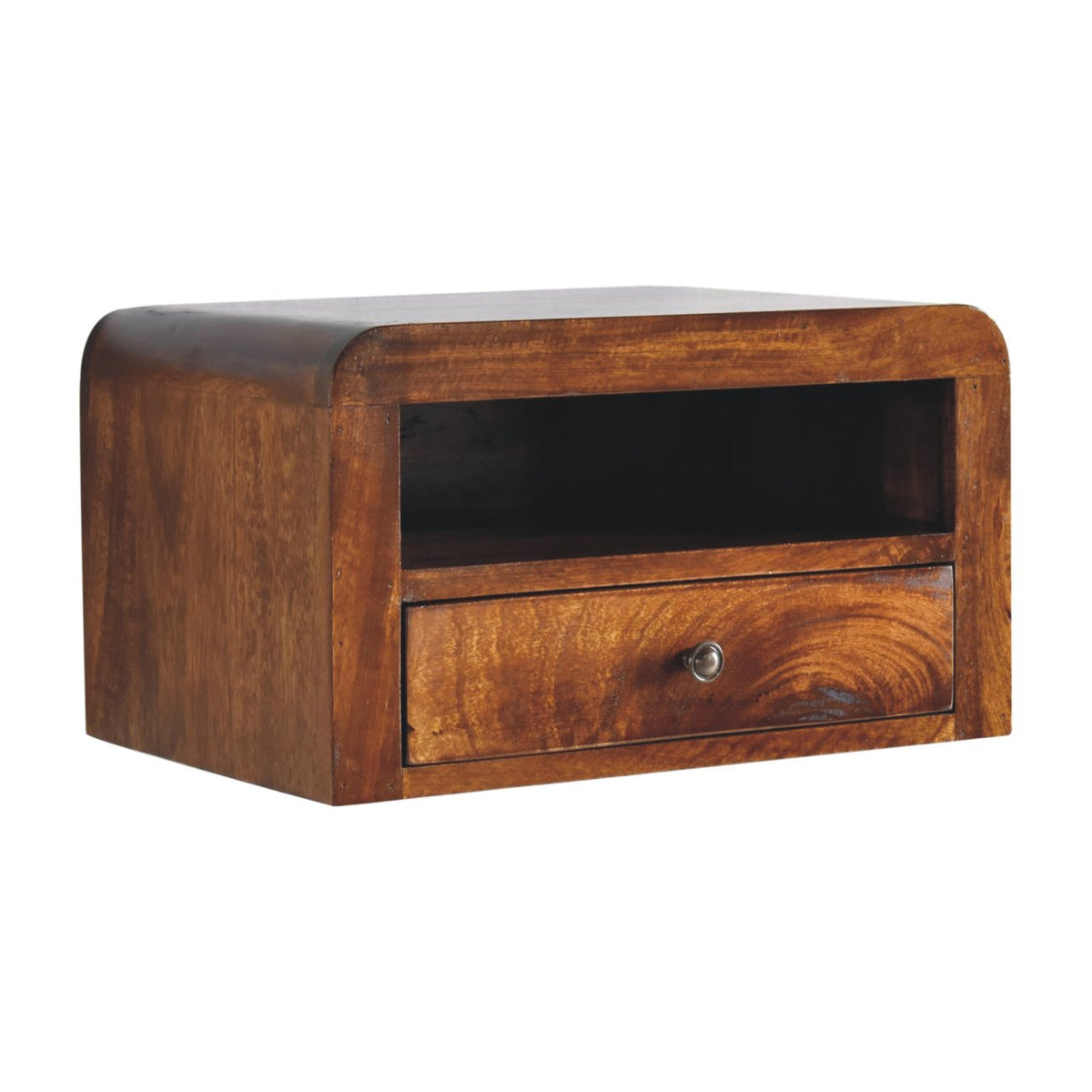 Solid Mango Wood Bedside Cabinet Wall Mounted With 1 Drawer ...