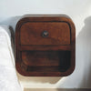 Solid Mango Wood Bedside Cabinet Wall Mounted With 1 Drawer - Exeter