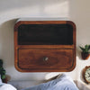 Solid Mango Wood Bedside Cabinet Wall Mounted With Open Slot - Exeter