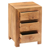 Solid Mango Wood Bedside Cabinet With 3 Drawers - Toko