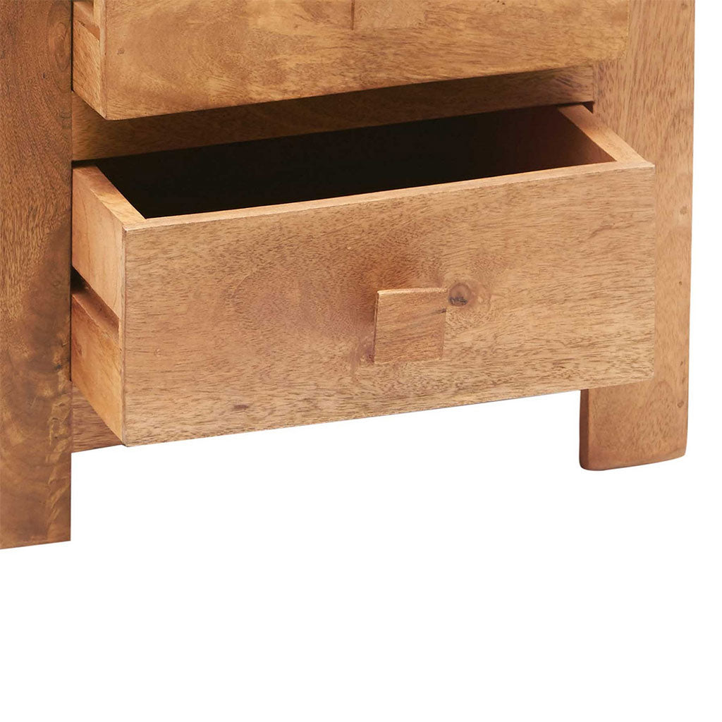 Solid Mango Wood Bedside Cabinet With 3 Drawers - Toko