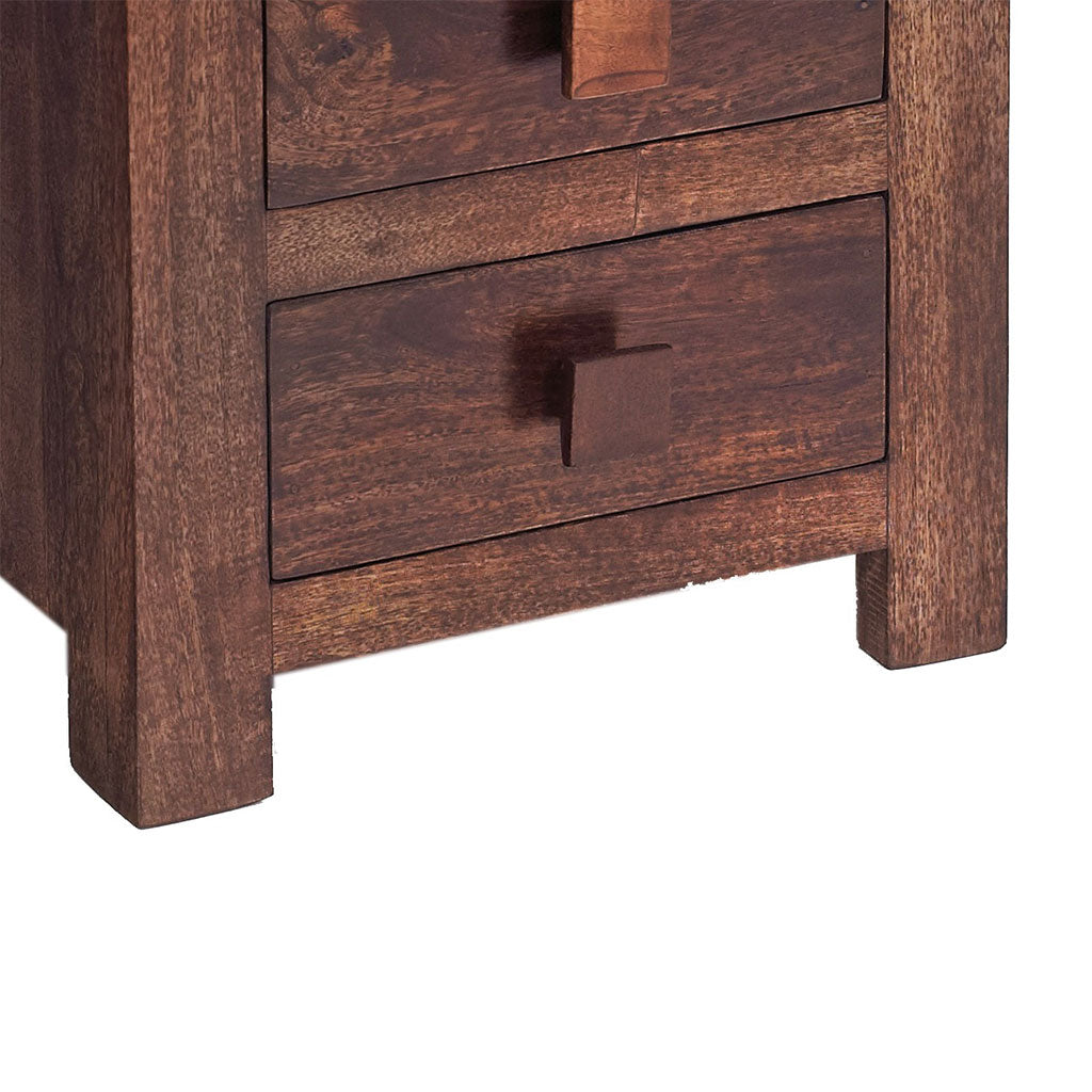 Solid Mango Wood Bedside Cabinet With 3 Drawers - Toko