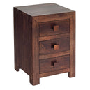 Solid Mango Wood Bedside Cabinet With 3 Drawers - Toko