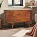 Solid Mango Wood Blanket Box Rounded With Lid Up - Chester