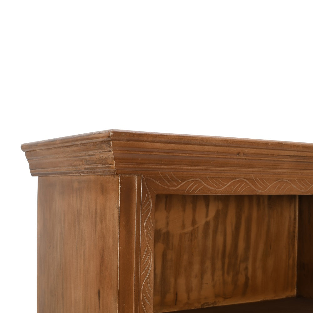 Solid Mango Wood Bookcase With 2 Doors - Artwork