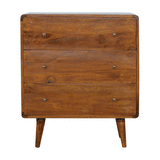Solid Mango Wood Chest Of 3 Drawers Curved - Gloucester