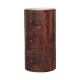 Solid Mango Wood Chest Of 3 Drawers in Drum Shape - Birmingham