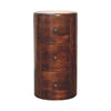 Solid Mango Wood Chest Of 3 Drawers in Drum Shape - Birmingham