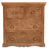 Solid Mango Wood Chest Of 4 Drawers - Artwork
