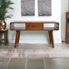 Solid Mango Wood Coffee Table Curved 1 Drawer - Gloucester