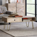 Solid Mango Wood Coffee Table With 2 Drawers - Light Gold