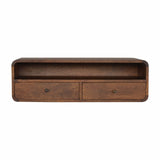 Solid Mango Wood Console Table Open Floating With 2 Drawers - Hereford