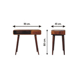 Solid Mango Wood Desk for Home Curved With 1 Drawer - Gloucester