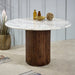 Solid Mango Wood Dining Table for 4 People Round With Marble Top - Opal