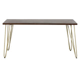 Solid Mango Wood Dining Table for 4 to 6 People - Dark Gold