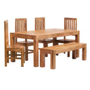 Solid Mango Wood Dining Table With 4 Chairs And 1 Bench - Toko