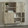 Solid Mango Wood Display Cabinet With 2 Doors And 4 Shelves - Light Gold