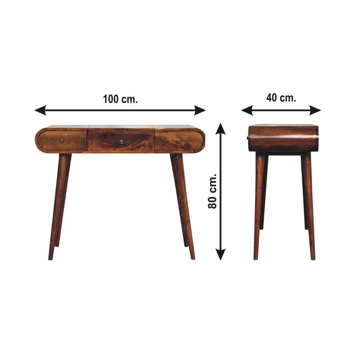 Solid Mango Wood Dressing Table With Folding Mirror - Birmingham