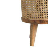 Solid Mango Wood Footstool With Boucle Fabric Top - Larissa