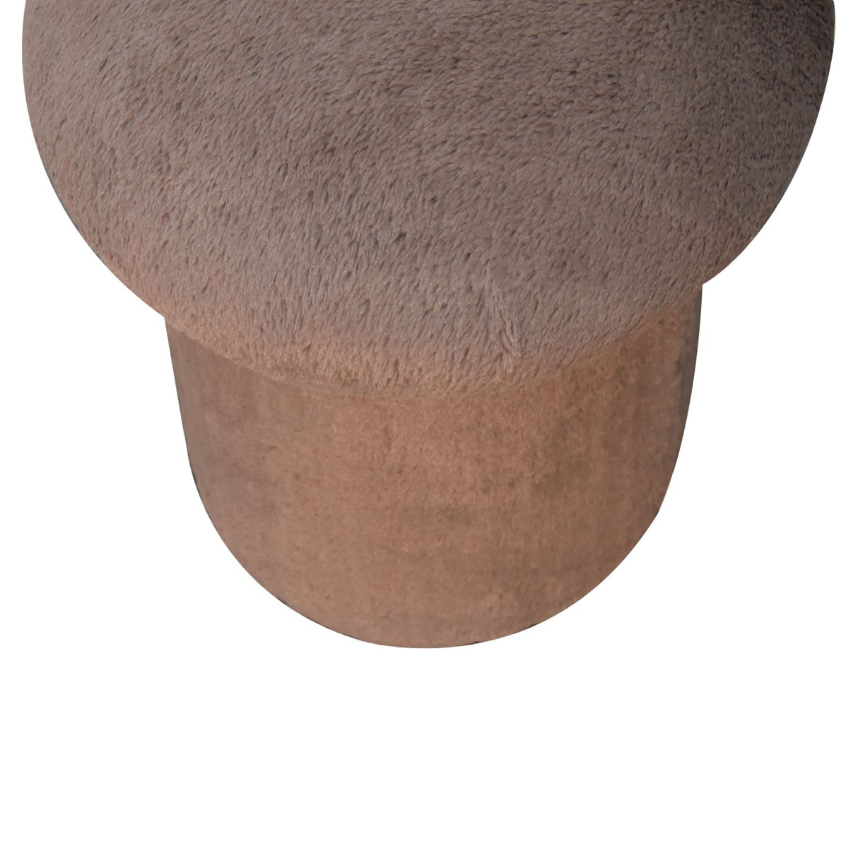 Solid Mango Wood Footstool With Faux Fur Top And Sides - Mocha