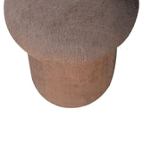 Solid Mango Wood Footstool With Faux Fur Top And Sides - Mocha