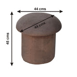 Solid Mango Wood Footstool With Faux Fur Top And Sides - Mocha