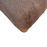 Solid Mango Wood Footstool Nordic With Faux Fur Top - Mocha